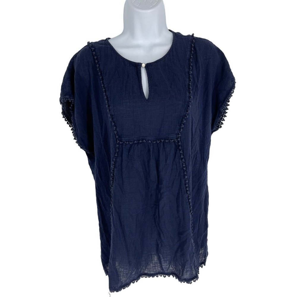 J. Crew Short Sleeve Key Hole Neck Beach Coverup Size XS